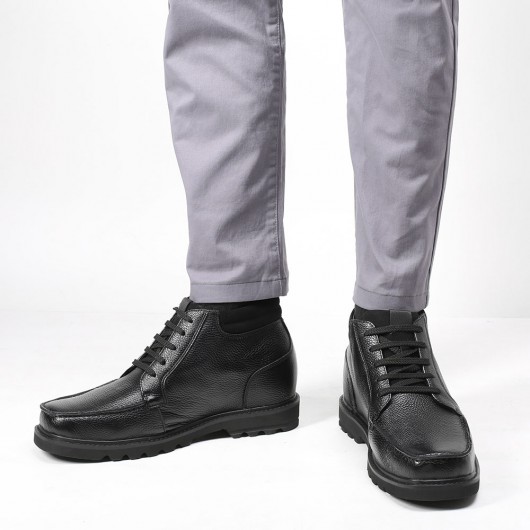 CHAMARIPA पुरुषों के लिए ऊँचाई बढ़ाने वाले जूते काले नोक वाले चमड़े के जूते काम करने वाले जूते 9 सेमी