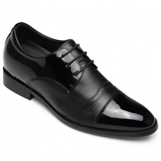 CHAMARIPA पुरुषों के औपचारिक एलेवेटर जूते काले चमड़े की पोशाक के जूते 7 सेमी लम्बे होते हैं