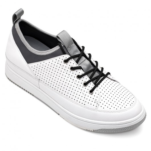 ऊंचाई बढ़ाने वाले जूते - पुरुषों के जूते जो आपको लंबा बनाते हैं - सफेद आकस्मिक ऊंचाई बढ़ाने वाले जूते 6 सेमी