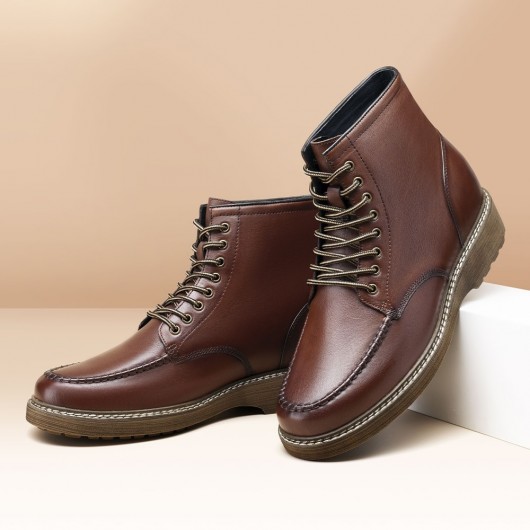 आकस्मिक पुरुषों के जूते की ऊंचाई में वृद्धि - जूते जो आपको लंबा बनाते हैं - भूरे रंग के चमड़े के पुरुषों के लिफ्ट आरामदायक जूते 7 सीएम