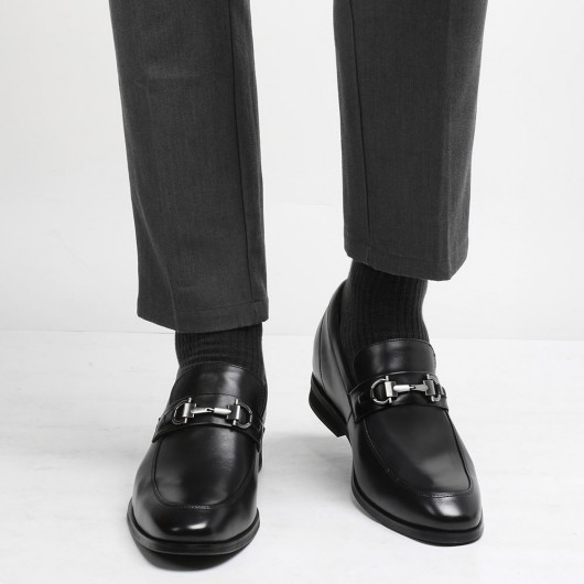 हील्स बिट लोफर्स ब्लैक स्लिप-ऑन ऊंचाई वाले पुरुषों के जूते जूते 7 CM बढ़ जाते हैं