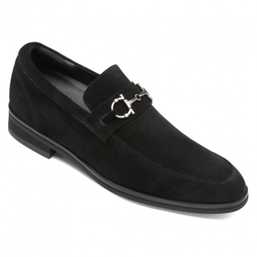 CHAMARIPA पुरुषों के काले एड़ी साबर पुरुषों के जूते 8 CM के लिए ऊँची एड़ी के जूते लिफ्ट जूते छिपा