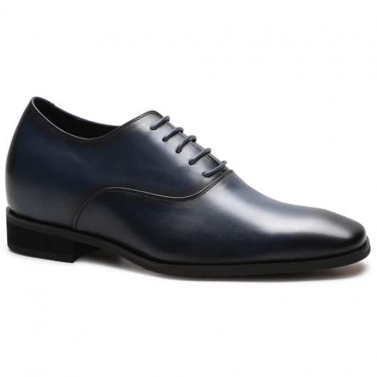 औपचारिक ऊँचाई बढ़ाने वाले जूते ब्लू हाई हील ड्रेस शूज़ पुरुषों के लिए ब्लू ऑक्सफोर्ड शूज़ 7 CM