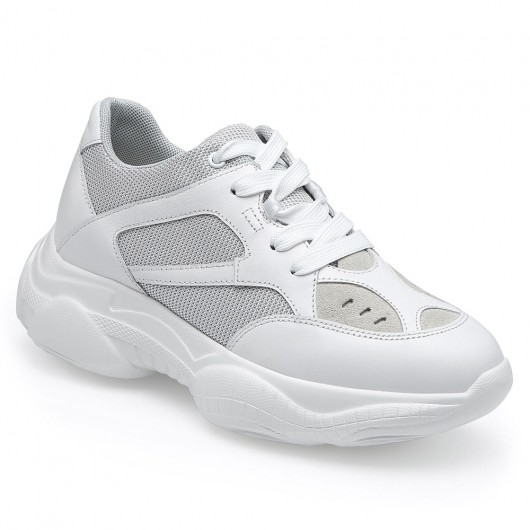 CHAMARIPA महिला वेज टेनिस जूते - वेज स्नीकर्स - महिलाओं के लिए सफेद जाल स्नीकर्स - 7 सेमी लंबा