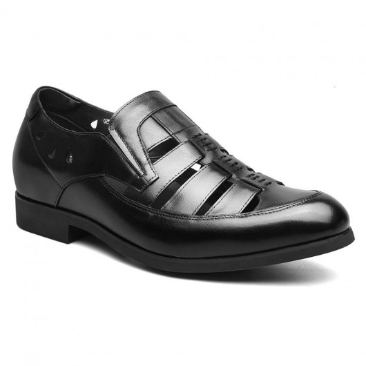 पुरुषों के लिए ग्रीष्मकालीन लंबा जूते छिपे हुए हेल काले लिफ्ट जूते 6 CM के साथ सांस लेने योग्य सैंडल
