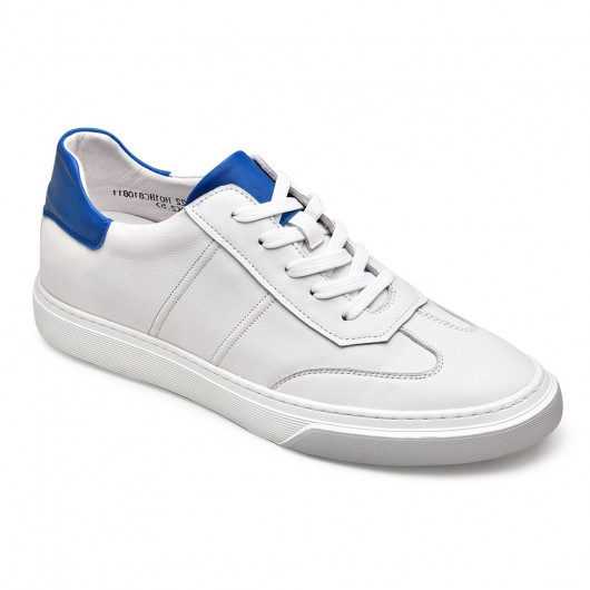 Chamaripa casual tall men shoes white leather height increasing sneakers 6CM / 2.36 Inches