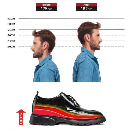 ऊंचाई बढ़ाने वाले आकस्मिक जूते - जूते जो पुरुषों को लम्बे बनाते हैं - पुरुषों के लिए काले आकस्मिक ब्रोग्स 7CM