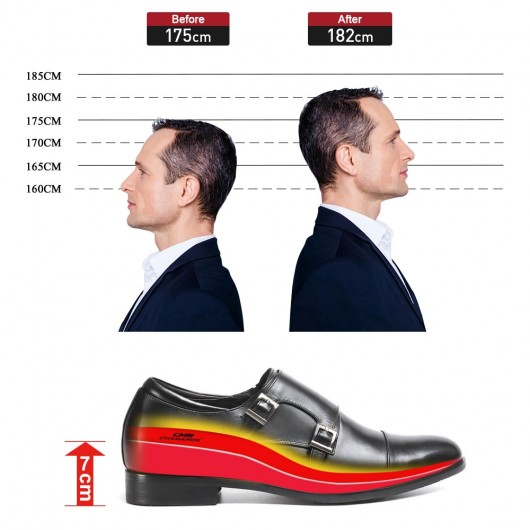 पुरुषों की कैप-पैर की अंगुली भिक्षु का पट्टा लोफ़र लिफ्ट पोशाक जूते 7 CM