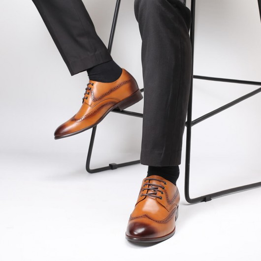 पुरुषों की ऊँचाई बढ़ाने वाले पोशाक जूते औपचारिक जूते भूरे रंग के जूते 5 CM