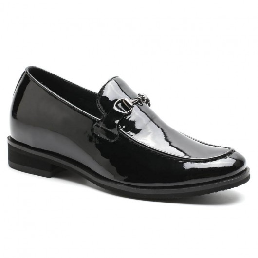 पूर्व बिक्री ऊंचाई बढ़ रही लोफर जूते पुरुषों के लंबे जूते पेटेंट चमड़े के ऊँची एड़ी लोफर काले 6 मुख्यमंत्री