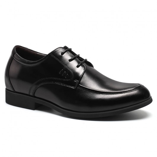 पुरुषों की पोशाक के जूते काले चमड़े की पोशाक के जूते 6 CM  के अंदर ऊँची एड़ी के जूते के साथ जूते