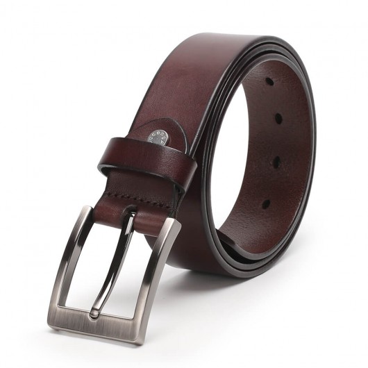 Chamaripa Men's Belts Genuine Handmade Leather Belt with Buckle Dark Brown
