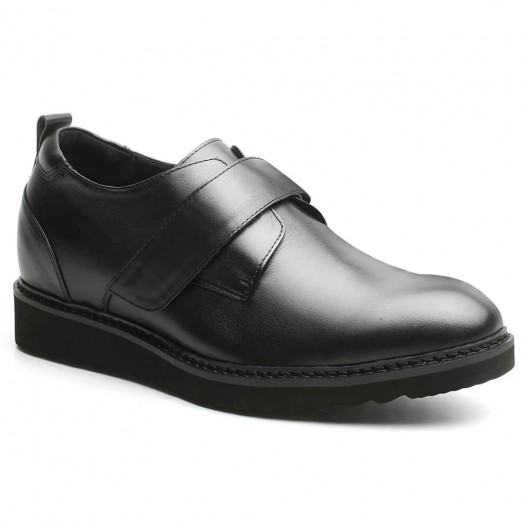 आरामदायक स्लिप-ऑन छिपे हुए हील्स जूते काली पुरूष ऊँचाई जूते लम्बे 6 CM