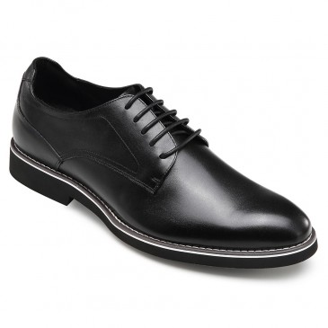 CHAMARIPA एलेवेटर डर्बी जूते पुरुषों के लिए काले चमड़े के डर्बी आपको लम्बे 5 CM बनाते हैं