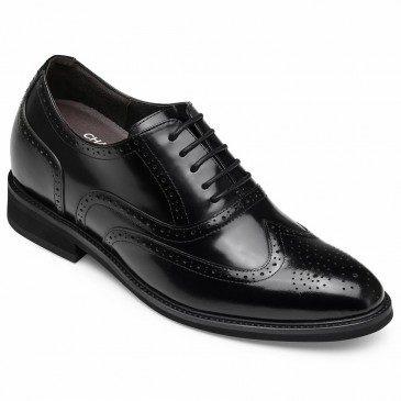CHAMARIPA पुरुषों के लिफ्ट ऑक्सफ़ोर्ड पोशाक उच्च जूते काले चमड़े ऑक्सफ़ोर्ड ब्रोग्स 8 सेमी