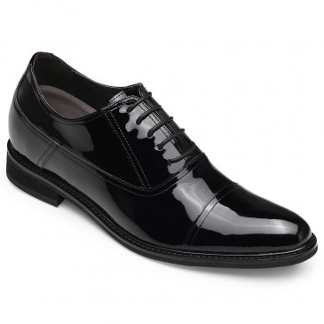 CHAMARIPA ड्रेस एलेवेटर जूते लंबे पुरुषों के काले पेटेंट चमड़े के ऑक्सफ़ोर्ड जूते 8 सेमी