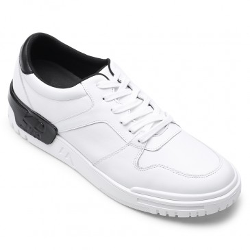 पुरुषों के लिए एलेवेटर जूते - एलेवेटर स्नीकर्स - सफ़ेद चमड़े के स्नीकर्स - 6CM लम्बे