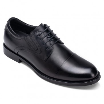 पुरुषों के एलेवेटर जूते - एलिवेटर ड्रेस जूते - काले काउहाइड डर्बी जूते जो आपको लंबा बनाते हैं 6 CM
