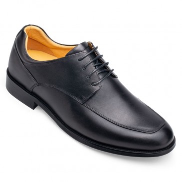 पुरुषों की ऊंचाई बढ़ाने वाले एलेवेटर जूते - पुरुषों के लिए छिपे हुए एड़ी के जूते - काले डर्बी जूते 6CM