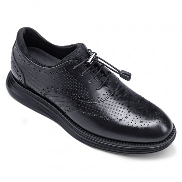 पुरुषों की आकस्मिक जूता ऊंचाई बढ़ाने के लिए लिफ्टों - छिपी ऊँची एड़ी के जूते - सांस लेने योग्य काले व्यापार आरामदायक पुरुषों के जूते 6 सीएम