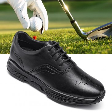 ऊंचाई बढ़ाने वाले जूते - पुरुषों के एलेवेटर गोल्फ जूते - काले पुरुषों के लिए स्पाइकलेस गोल्फ शू 7 CM