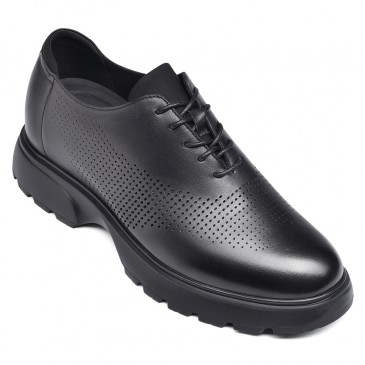 ऊँचाई बढ़ाने वाले औपचारिक जूते - पुरुषों के जूते ऊँचाई के साथ - पुरुषों के लिए सांस लेने वाले काले पोशाक के जूते 7 सेमी