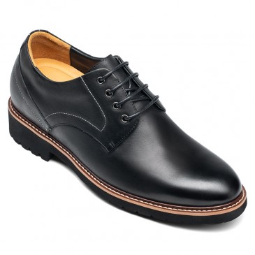 CHAMARIPA पुरुषों के लिए लिफ्ट ऑक्सफ़ोर्ड ड्रेस की ऊँचाई बढ़ाने वाले जूते चमड़े के विंग-टिप ऑक्सफ़ोर्ड काले 8 सेमी में