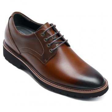 पुरुषों की ऊँचाई बढ़ाने वाले जूते औपचारिक ऊँचाई बढ़ाने वाले ड्रेस जूते भूरे रंग के डर्बी जूते 8CM