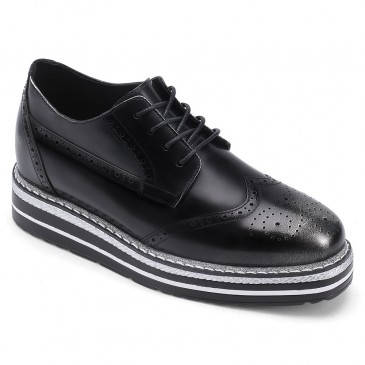 चमारिपा - महिलाओं के लिए ऊंचे जूते - अदृश्य उठे हुए जूते - बछड़े की चमड़े की काली पोशाक के जूते- 7CM