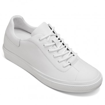 पुरुषों के लिए एलिवेटर जूता - ऊंचाई बढ़ाने वाले स्नीकर्स - सफेद कैज़ुअल जूते 6 सेमी