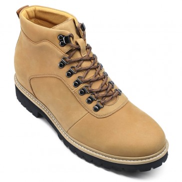 लम्बे जूते - चलने वाले बूट के लिए जूता लिफ्ट - पुरुषों के लिए कैमल नुबक जूते 8 सेमी