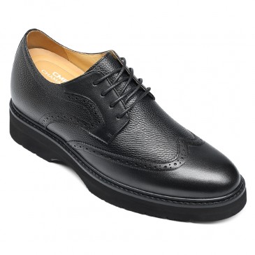 लंबे पुरुषों के जूते - पुरुषों के लिए ऊंचाई वाले एलिवेटर जूते - काले ब्रोग डर्बी जूते 8 सीएम