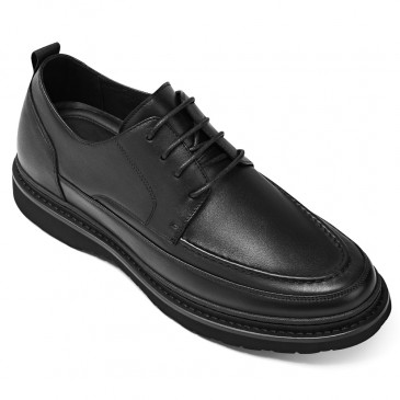 लंबे पुरुषों के जूते - ऊंचाई बढ़ाने वाले ड्रेस जूते - काले डर्बी जूते 6 सेमी