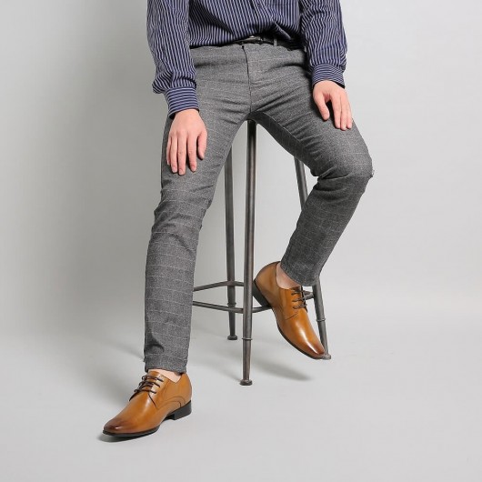 Braun Taller Aufzug Kleid Schuhe für Männer Echtes Leder Look  mode