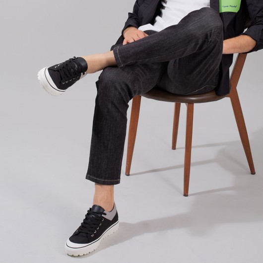 CHAMARIPA schuhe mit erhöhung für männer - aufzugschuhe - schwarz Canvas Schuhe für Herren 6CM größer