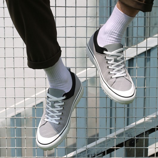 CHAMARIPA schuhe mit erhöhung für männer - aufzugschuhe - graue Canvas Schuhe Herren 6CM größer