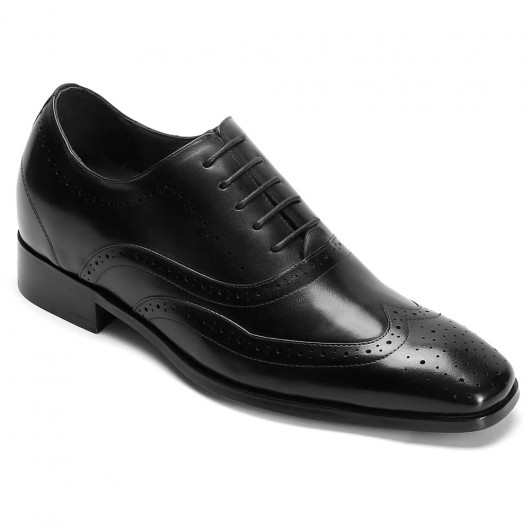 Größe aufsteigend Kleid Schwarz Oxfords Herren Wingtip Schuhe 7 CM
