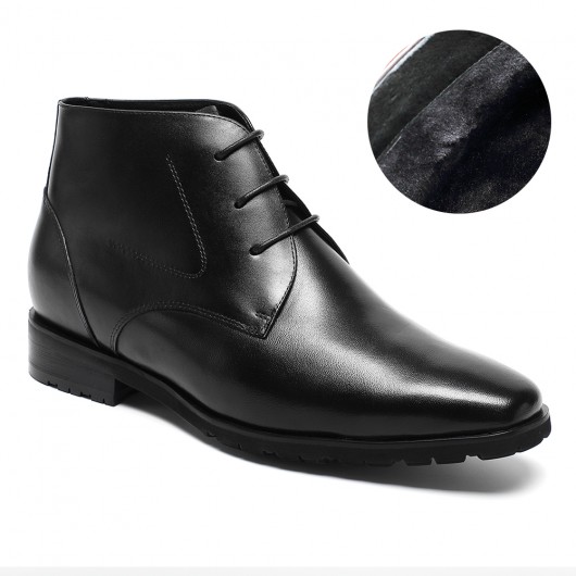 Schwarz Stiefeletten Mit Absatz Herren Mode für Männer Aufzug Stiefel Spitzschuh Geschäft Oxford Trendy 7.5CM