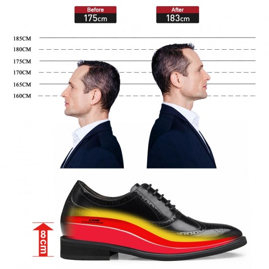 CHAMARIPA schuhe mit absatz herren - schuhe die grösser machen herren - schwarz Brogues Business-Schuhe 8 CM größer
