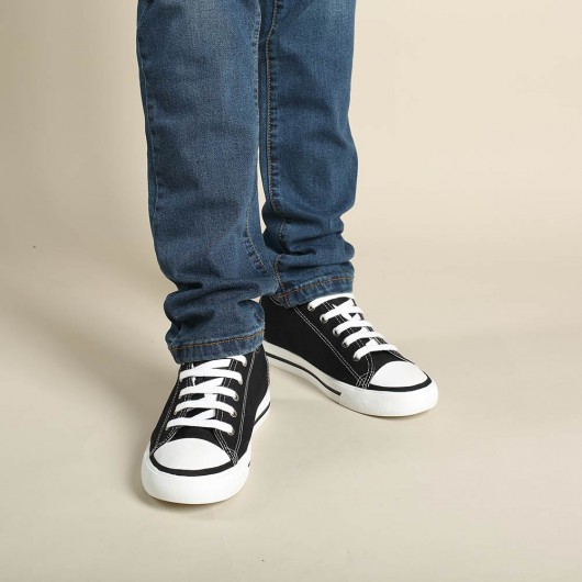 Chamaripa herrenschuhe mit absatz - sneaker die größer machen herren - schwarze Canvas Schuhe 6 CM Größer