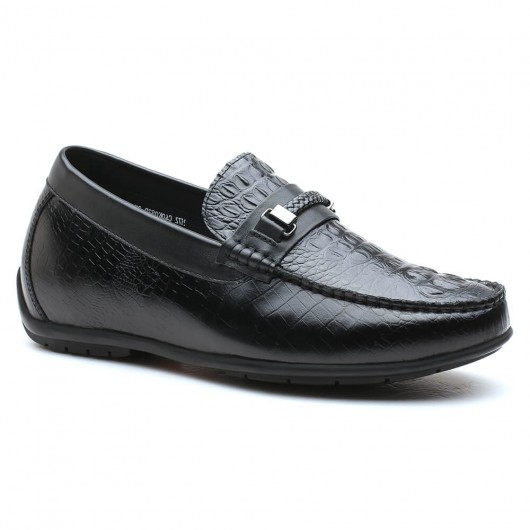 Schwarz Slip-on-Aufzug-Schuh-beiläufige versteckte Ferse-Loafer für Mann-anhebende Schuhe 6 cm