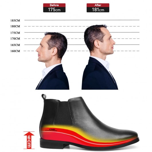 Chamaripa herren boots mit hohem absatz - schuhe mit erhöhung für männer - schwarze Chelsea-Stiefel 6CM größer