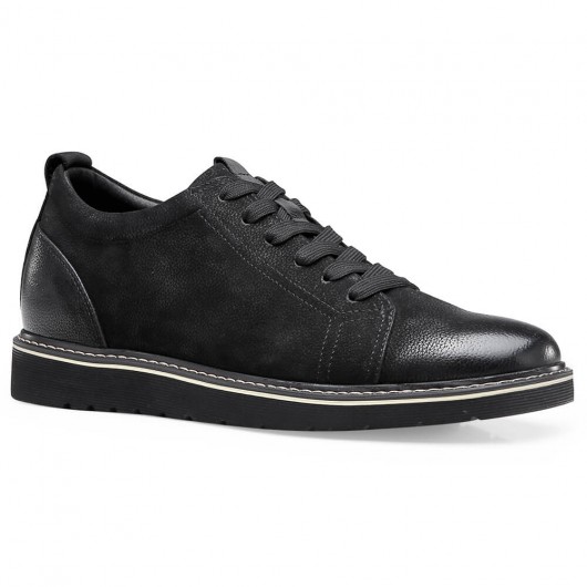 Chamaripa Höhe Erhöhende Freizeitschuhe Versteckte Schuhe mit hohen Absätzen für Männer Schwarz 6,5 cm