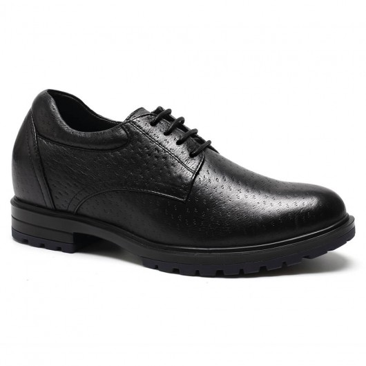 Schwarz Custom High-End-Männer Höhe erhöhen Schuhe Deerskin Höhe zunehmende Schuhe 7 CM