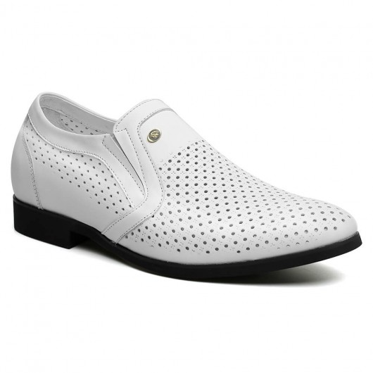 Höhe Zunehmende Sandalen Sommer für Männer Perforierte Aufzug Schuhe Weiß 6 CM