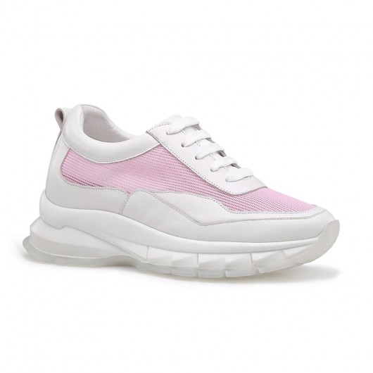 Chamaripa Höhe zunehmende Schuhe lässige Stöckelschuhe für Frauen rosa Sneaker, die Höhe 8cm hinzufügen