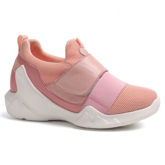 Pink Frauen Höhe erhöhen Schuhe Rosa Sneaker mit Liften Höhe Einlegesohle Schuhe, um größer 7 CM