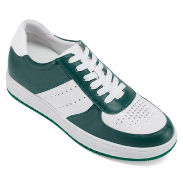 sportschuhe mit hohem absatz - schuhe die grösser machen herren - grüne Ledersneaker 6 CM größer