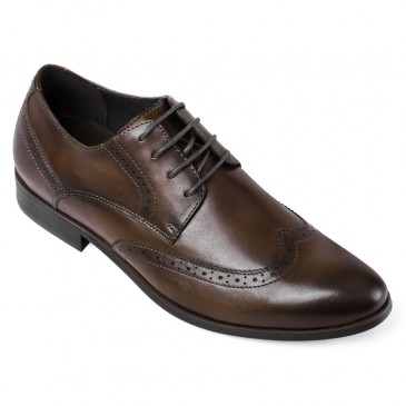Männerschuhe mit hohen Absätzen Größe erhöhen Dress Schuhe Braun Brogue Schuhe 5 CM