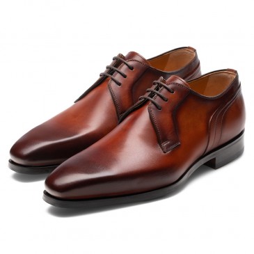 schuhe mit erhöhung für männer - aufzug schuhe - handgefertigte Derby-Schuhe mit glatter Spitze 7 CM